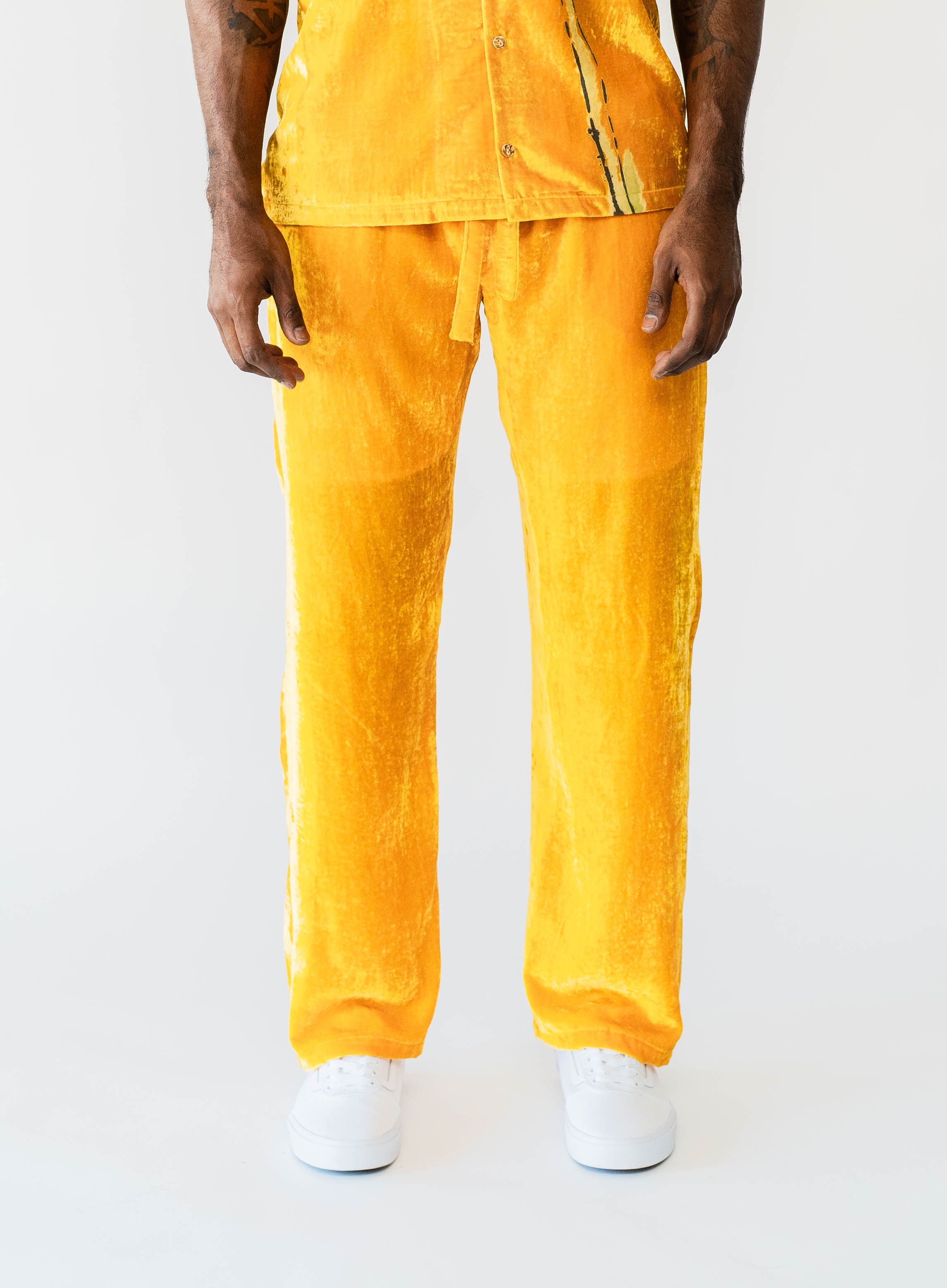 AL-KHASHKHASH CRUSHED SILK VELVET PANTS